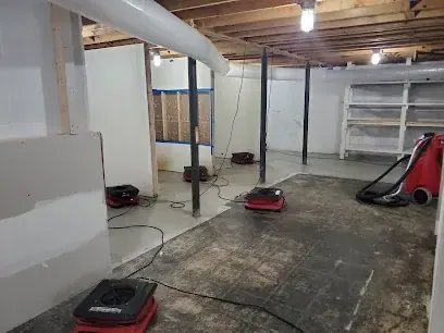Standing water after a sump pump failure in a lower level